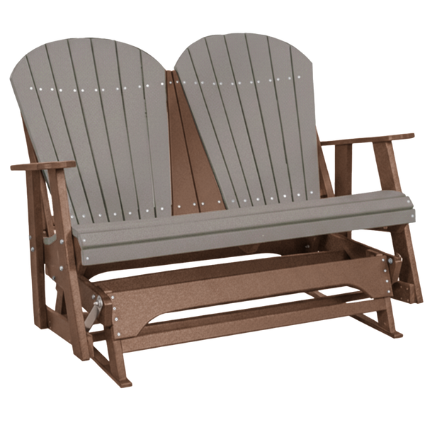 Kanyon Living Poly Lumber 4 foot Adirondack Glider Bench in Light Grey & Weathered Wood at DDR BBQ Supply