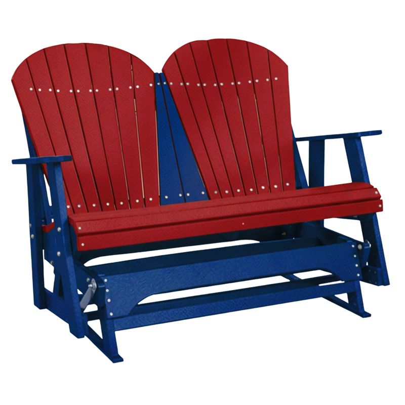 Kanyon Living Poly Lumber 4 foot Adirondack Glider Bench in Red & Blue at DDR BBQ Supply