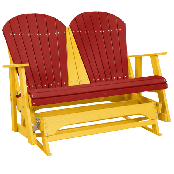 Kanyon Living Poly Lumber 4 foot Adirondack Glider Bench in Red & Yellow at DDR BBQ Supply