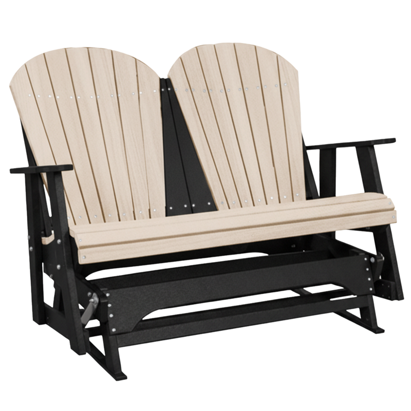 Kanyon Living Poly Lumber 4 foot Adirondack Glider Bench in Seashell & Black at DDR BBQ Supply