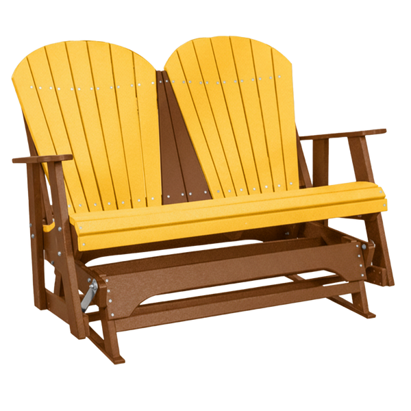 Kanyon Living Poly Lumber 4 foot Adirondack Glider Bench in Yellow & Cedar at DDR BBQ Supply