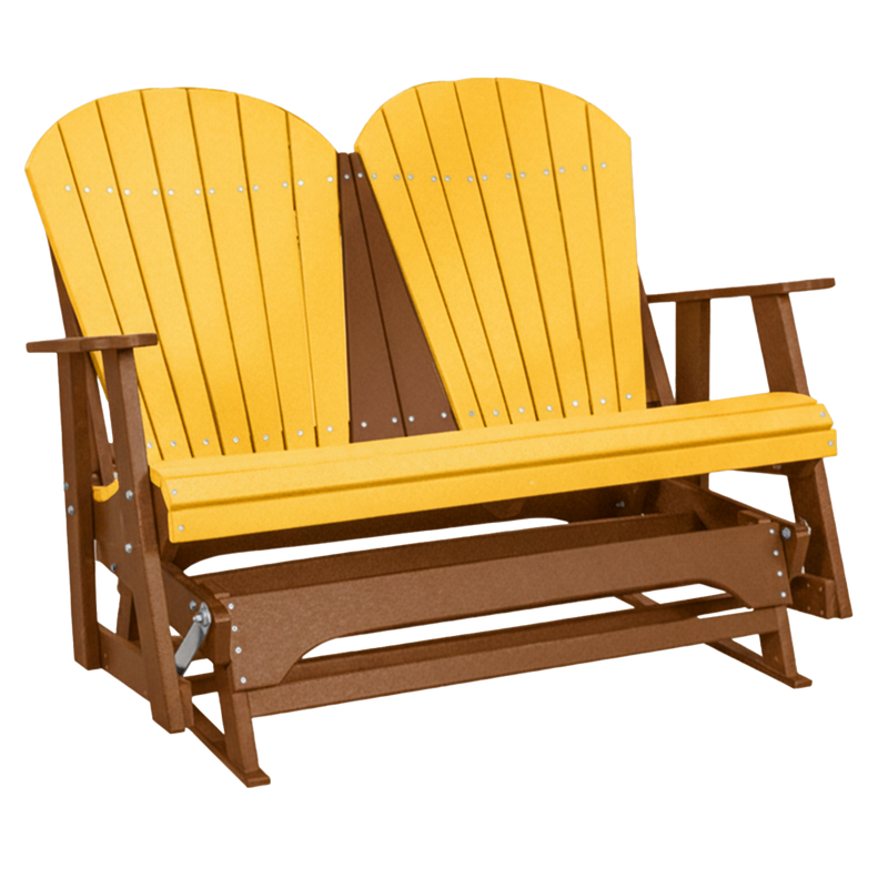 Kanyon Living Poly Lumber 4 foot Adirondack Glider Bench in Yellow & Cedar at DDR BBQ Supply