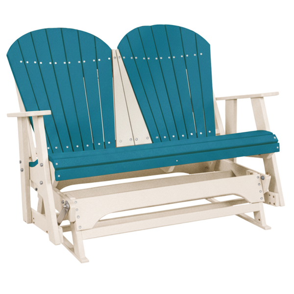 Kanyon Living Poly Lumber 4 foot Adirondack Glider Bench in Aruba Blue & White at DDR BBQ Supply