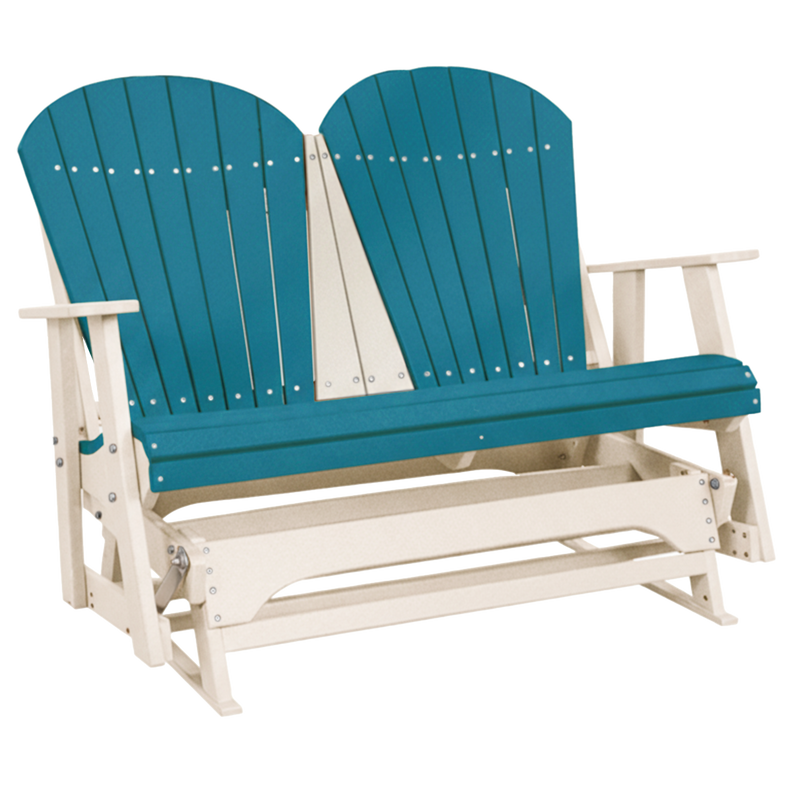 Kanyon Living Poly Lumber 4 foot Adirondack Glider Bench in Aruba Blue & White at DDR BBQ Supply