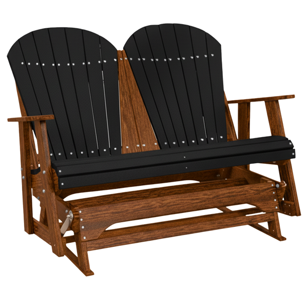 Kanyon Living Poly Lumber 4 foot Adirondack Glider Bench in Black & Deluxe Antique Mahogany at DDR BBQ Supply