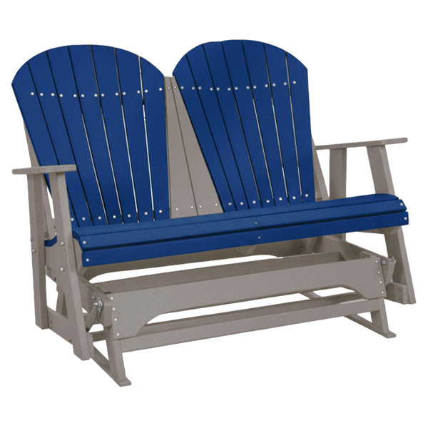 Kanyon Living Poly Lumber 4 foot Adirondack Glider Bench in Blue & Light Grey at DDR BBQ Supply