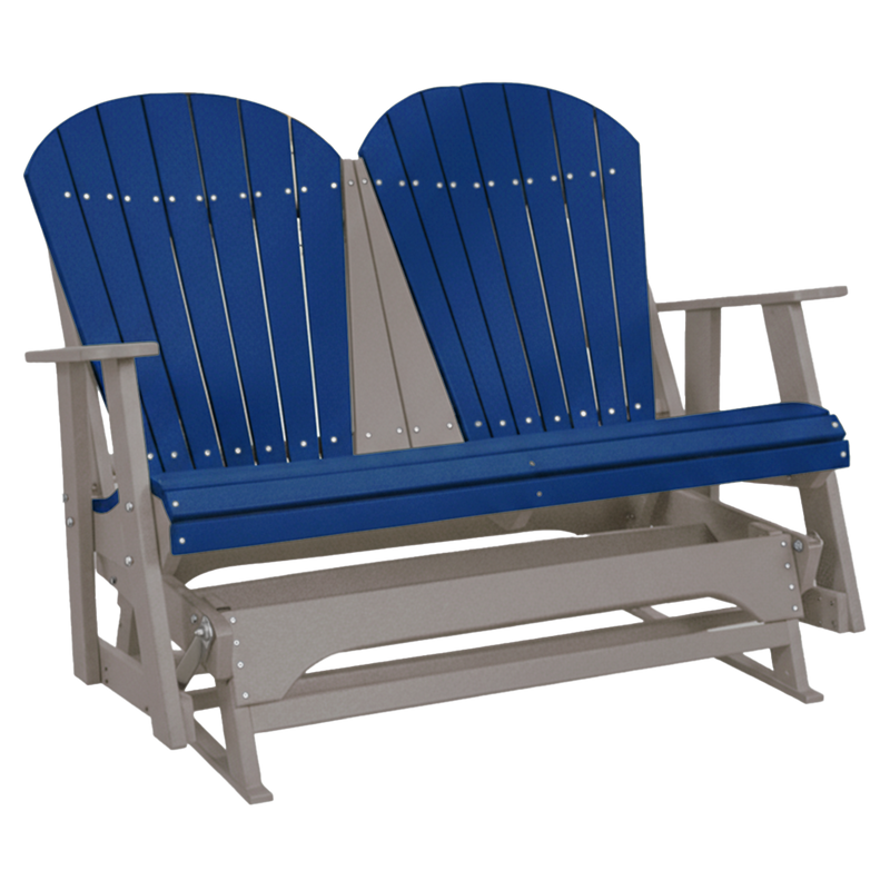 Kanyon Living Poly Lumber 4 foot Adirondack Glider Bench in Blue & Light Grey at DDR BBQ Supply