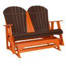 Kanyon Living Poly Lumber 4 foot Adirondack Glider Bench in Dark Wood & Orange at DDR BBQ Supply
