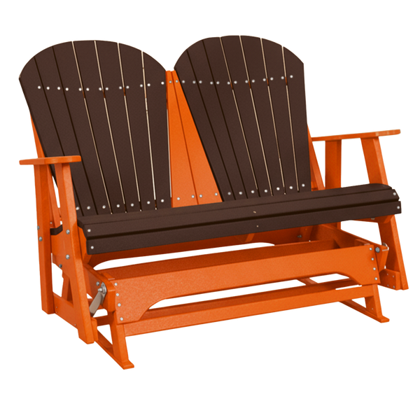 Kanyon Living Poly Lumber 4 foot Adirondack Glider Bench in Dark Wood & Orange at DDR BBQ Supply