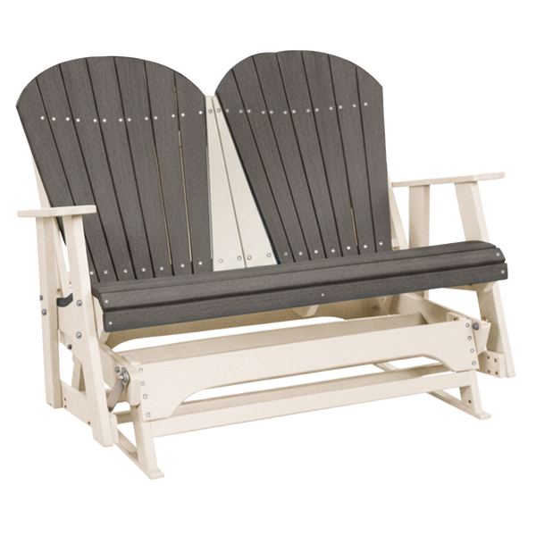 Kanyon Living Poly Lumber 4 foot Adirondack Glider Bench in Driftwood Grey & White at DDR BBQ Supply