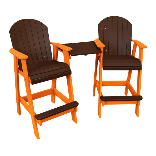 Kanyon Living Poly Lumber Bar Height Patio Set for Two at DDR BBQ Supply Dark Wood and Orange