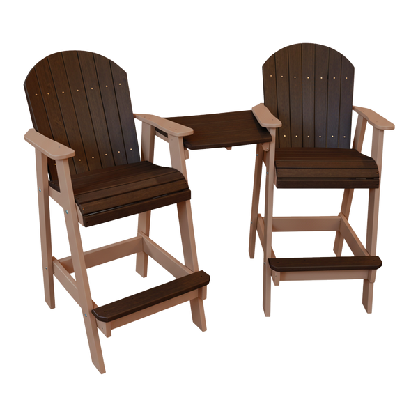 Kanyon Living Poly Lumber Bar Height Patio Set for Two at DDR BBQ Supply Deluxe Brazilian Walnut and Weathered Wood