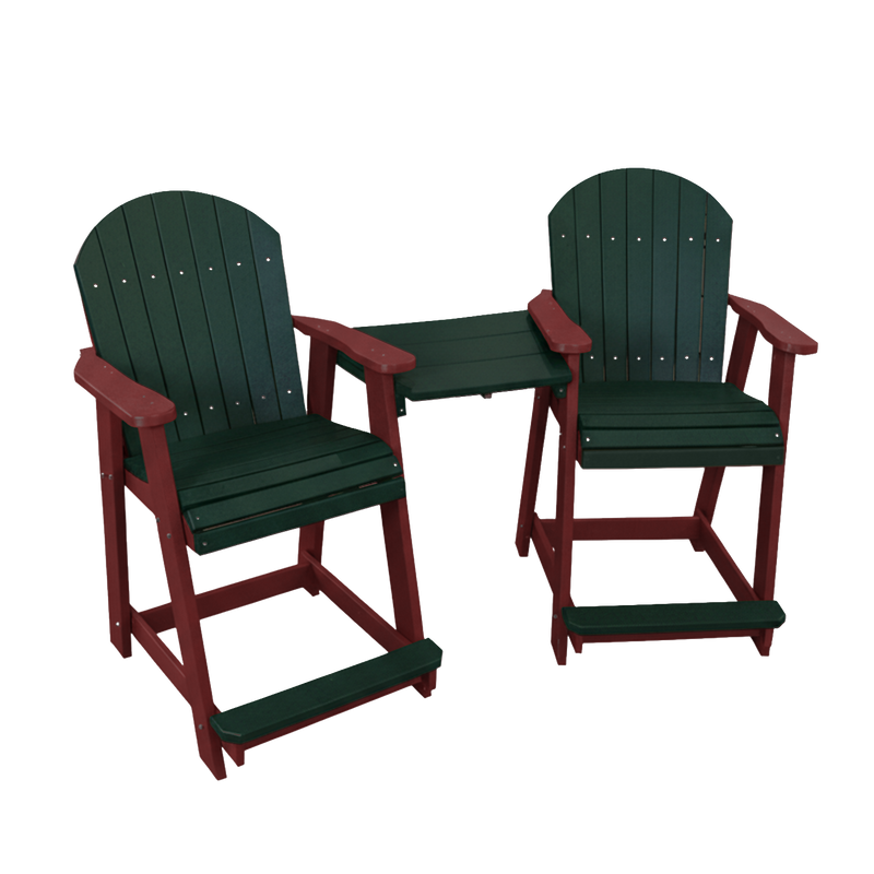 Kanyon Living Poly Lumber Counter Height Patio Set for Two Dark Green & Cherry Wood outdoor patio furniture DDR BBQ Supply