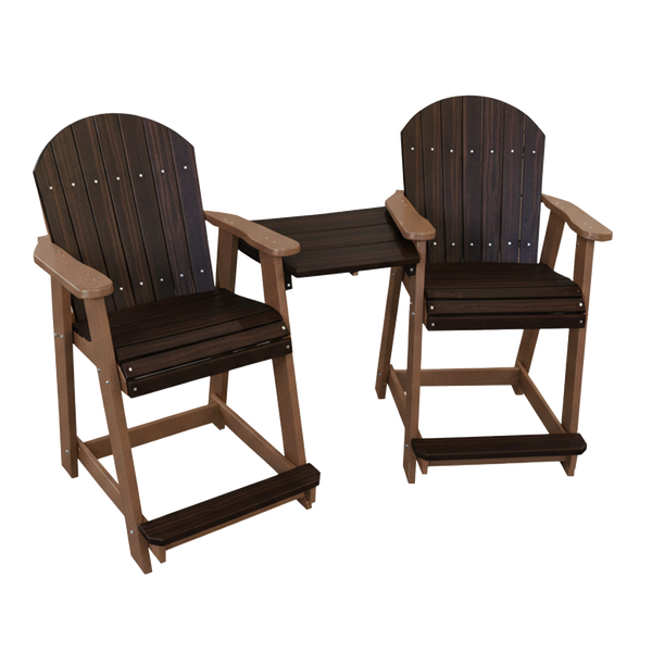 Kanyon Living Poly Lumber Counter Height Patio Set for Two Brazilian Walnut & Weathered Wood outdoor patio furniture DDR BBQ Supply