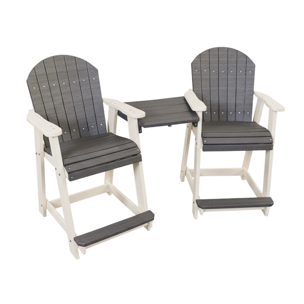 Kanyon Living Poly Lumber Counter Height Patio Set for Two Driftwood Grey & White outdoor patio furniture DDR BBQ Supply