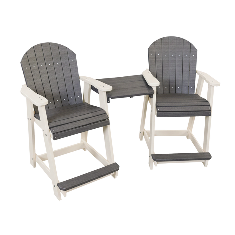 Kanyon Living Poly Lumber Counter Height Patio Set for Two Driftwood Grey & White outdoor patio furniture DDR BBQ Supply