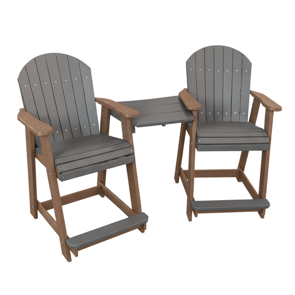 Kanyon Living Poly Lumber Counter Height Patio Set for Two Light Grey & Weathered Wood outdoor patio furniture DDR BBQ Supply