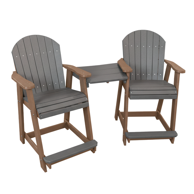 Kanyon Living Poly Lumber Counter Height Patio Set for Two Light Grey & Weathered Wood outdoor patio furniture DDR BBQ Supply