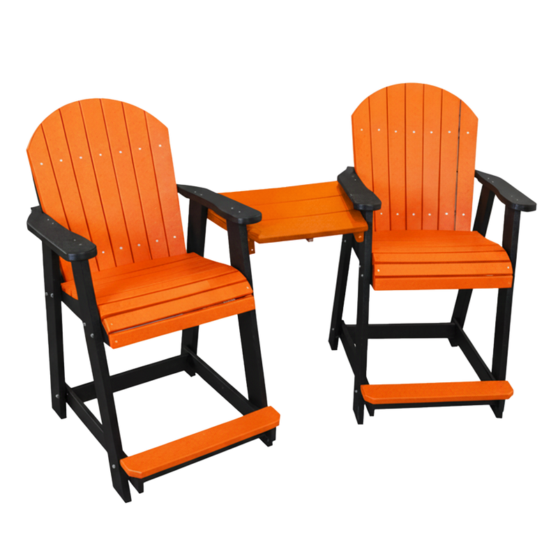 Kanyon Living Poly Lumber Counter Height Patio Set for Two Orange & Black outdoor patio furniture DDR BBQ Supply