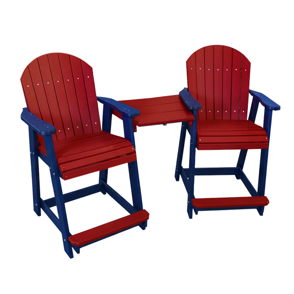 Kanyon Living Poly Lumber Counter Height Patio Set for Two Red & Blue outdoor patio furniture DDR BBQ Supply