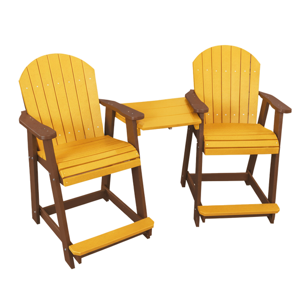 Kanyon Living Poly Lumber Counter Height Patio Set for Two Yellow & Cedar Wood outdoor patio furniture DDR BBQ Supply