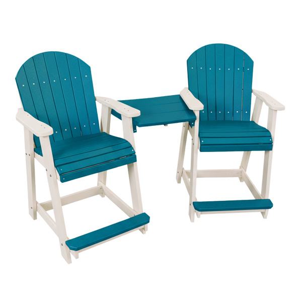 Kanyon Living Poly Lumber Counter Height Patio Set for Two Aruba Blue and White outdoor patio furniture DDR BBQ Supply