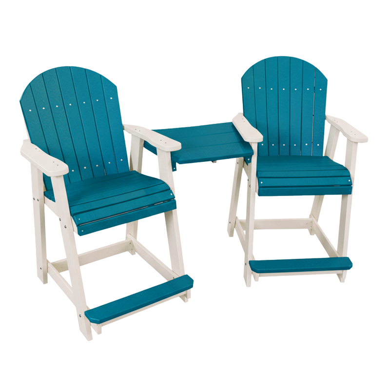 Kanyon Living Poly Lumber Counter Height Patio Set for Two Aruba Blue and White outdoor patio furniture DDR BBQ Supply