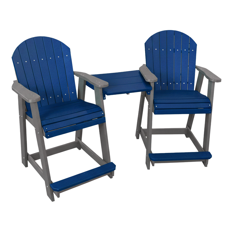 Kanyon Living Poly Lumber Counter Height Patio Set for Two Blue & Light Grey outdoor patio furniture DDR BBQ Supply