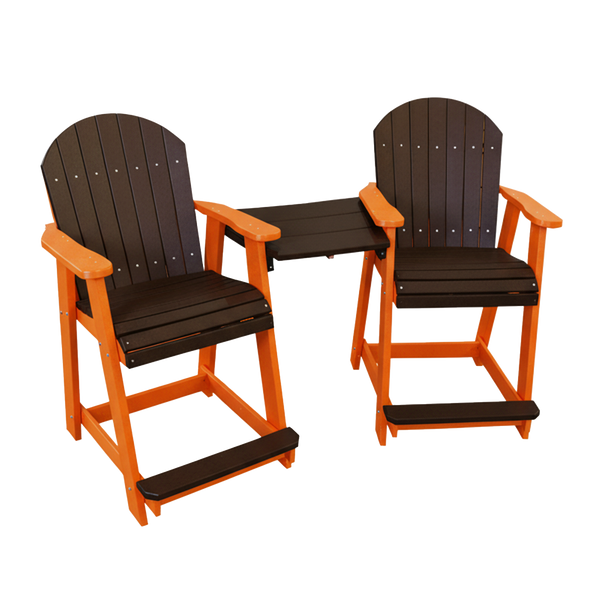 Kanyon Living Poly Lumber Counter Height Patio Set for Two Dark Brown & Orange outdoor patio furniture DDR BBQ Supply