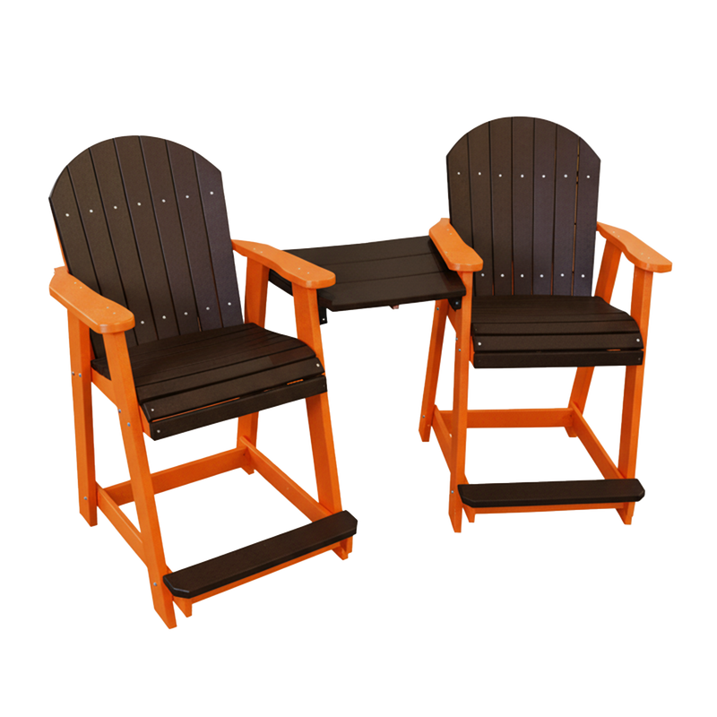 Kanyon Living Poly Lumber Counter Height Patio Set for Two Dark Brown & Orange outdoor patio furniture DDR BBQ Supply