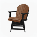 The Kanyon Living Poly Lumber Dining Height Swivel Chair Deluxe in Antique Mahogany & Black by Kanyon Living features wide armrests, a high curved back, and a sturdy black base—crafted in the style of Amish patio furniture.