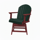 The Kanyon Living Poly Lumber Dining Height Swivel Chair features a dark green slatted back and seat with cherry wood armrests and legs, offering Amish-inspired Adirondack style. Perfect for outdoor dining, it sits on a swivel base. Brand: Kanyon Living.