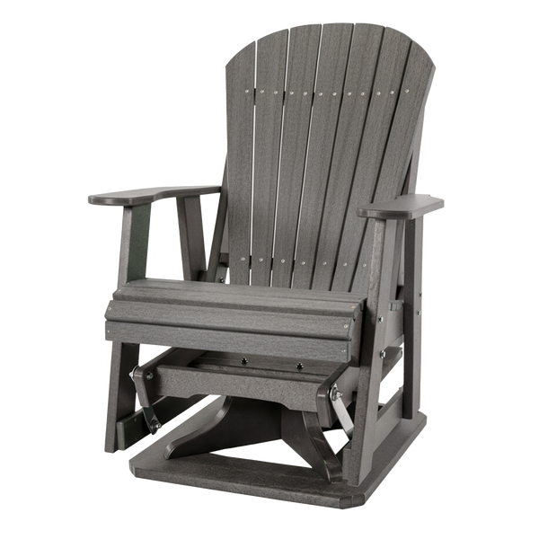 Kanyon Living Poly Lumber Swivel Adirondack Glider. A durable all-weather outdoor chair with smooth swivel and gliding motion from DDR BBQ Supply.