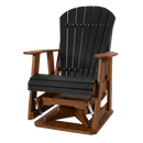 Kanyon Living Poly Lumber Swivel Adirondack Glider. A-weather outdoor chair with smooth swivel and gliding motion from DDR BBQ Supply in Black and Deluxe Antique Mahogany