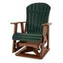 Kanyon Living Poly Lumber Swivel Adirondack Glider. A-weather outdoor chair with smooth swivel and gliding motion from DDR BBQ Supply in Dark Green and Cedar Wood