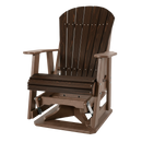 Kanyon Living Poly Lumber Swivel Adirondack Glider. A-weather outdoor chair with smooth swivel and gliding motion from DDR BBQ Supply in Deluxe Brazilian Walnut and Weathered Wood
