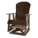 The Kanyon Living Adirondack Poly Glider Swivel Chair Deluxe in Brazilian Walnut & Weathered Wood offers smooth, sturdy outdoor relaxation, crafted from recycled HDPE for lasting durability.
