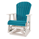 Kanyon Living Poly Lumber Swivel Adirondack Glider. A-weather outdoor chair with smooth swivel and gliding motion from DDR BBQ Supply in Aruba Blue & White