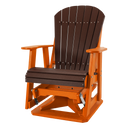 Kanyon Living Poly Lumber Swivel Adirondack Glider. A-weather outdoor chair with smooth swivel and gliding motion from DDR BBQ Supply in Driftwood Dark Wood & Orange