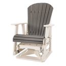 Kanyon Living Poly Lumber Swivel Adirondack Glider. A-weather outdoor chair with smooth swivel and gliding motion from DDR BBQ Supply in Driftwood Grey & White