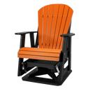Kanyon Living Poly Lumber Swivel Adirondack Glider. A-weather outdoor chair with smooth swivel and gliding motion from DDR BBQ Supply in Orange & Black.