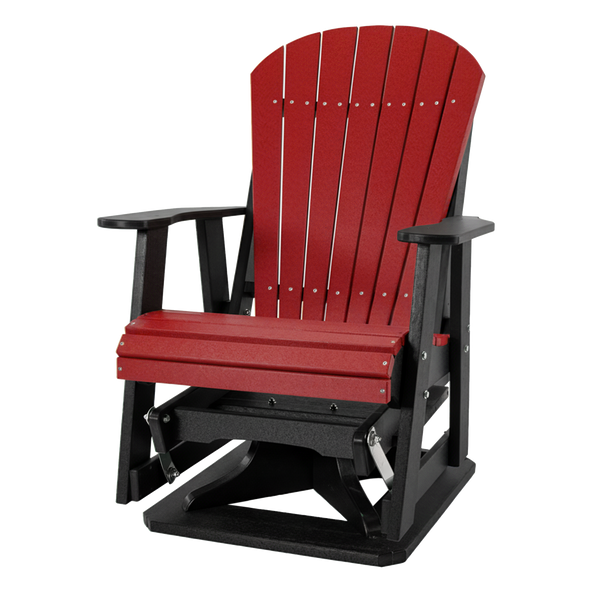 Kanyon Living Poly Lumber Swivel Adirondack Glider. A-weather outdoor chair with smooth swivel and gliding motion from DDR BBQ Supply in Red & Black