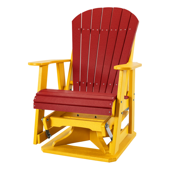 Kanyon Living Poly Lumber Swivel Adirondack Glider. A-weather outdoor chair with smooth swivel and gliding motion from DDR BBQ Supply in Red & Yellow
