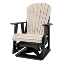 The Kanyon Living Adirondack Poly Glider Swivel Chair in Seashell & Black features a high, curved backrest, wide armrests, and contrasting light seat and backrest with a black frame for stylish outdoor seating with smooth gliding action.