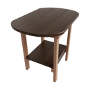 The Kanyon Living Poly Lumber Oval Side Table in Brazilian Walnut & Weathered Wood features a weather-resistant design, rounded edges, lighter legs, and a lower shelf for storage—ideal for patios and outdoor spaces.
