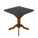 The Kanyon Living Poly Lumber 42-Inch Square Outdoor Dining Table in Black & Deluxe Antique Mahogany is a weather-resistant, Amish handcrafted table featuring a slatted top with central hole and sturdy pedestal base—ideal for your patio.