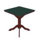 The Kanyon Living Poly Lumber 42-Inch Square Outdoor Dining Table in dark green and cherry wood features a central pedestal base, offering durable, weather-resistant patio seating—ideal for any outdoor space.
