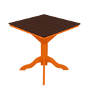 The Kanyon Living Poly Lumber 42-Inch Square Outdoor Dining Table in Dark Wood & Orange features a central pedestal with three curved legs—an eco-friendly outdoor piece by Kanyon Living, shown against a plain white background.