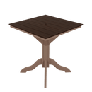 Kanyon Living poly lumber 42 inch square outdoor dining table with umbrella hole DDR BBQ Supply Brazilian walnut and weathered wood