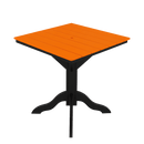 Kanyon Living poly lumber 42 inch square outdoor dining table with umbrella hole DDR BBQ Supply orange and black